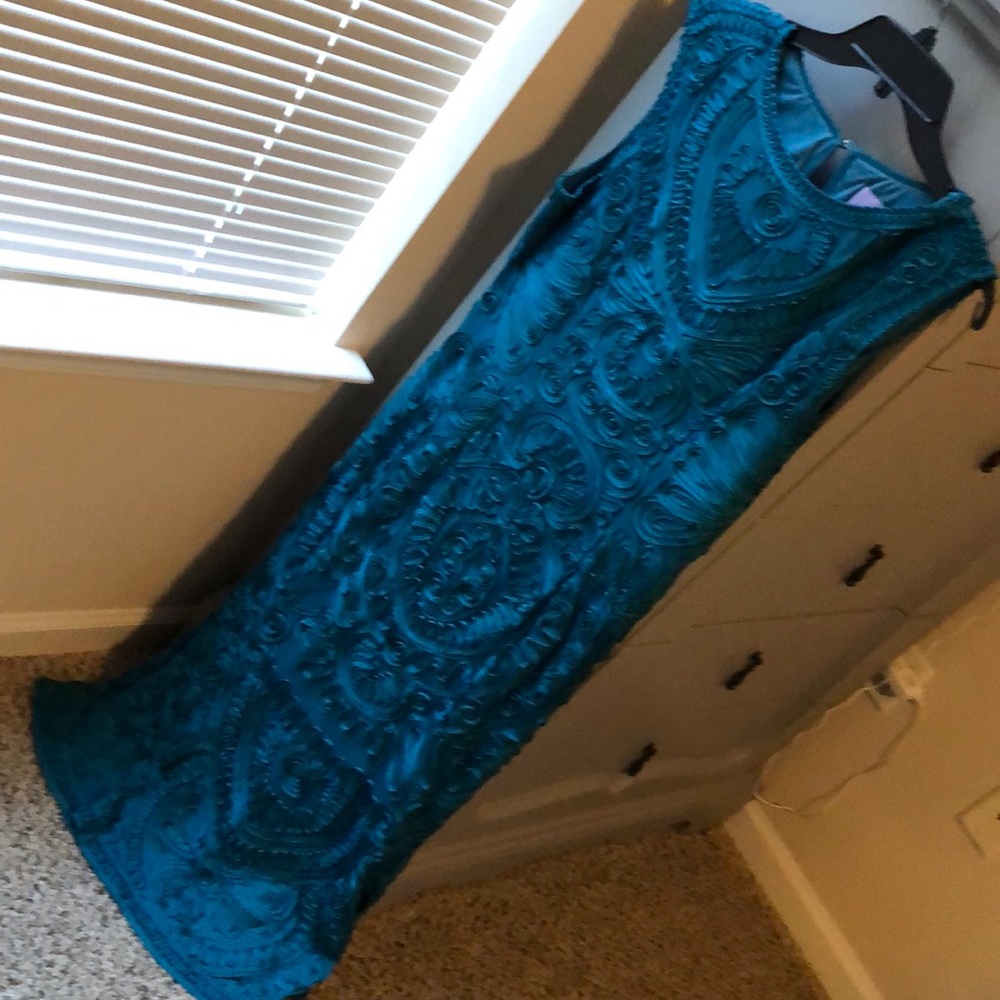 JS Collections Soutache Lace Midi Dress - Teal